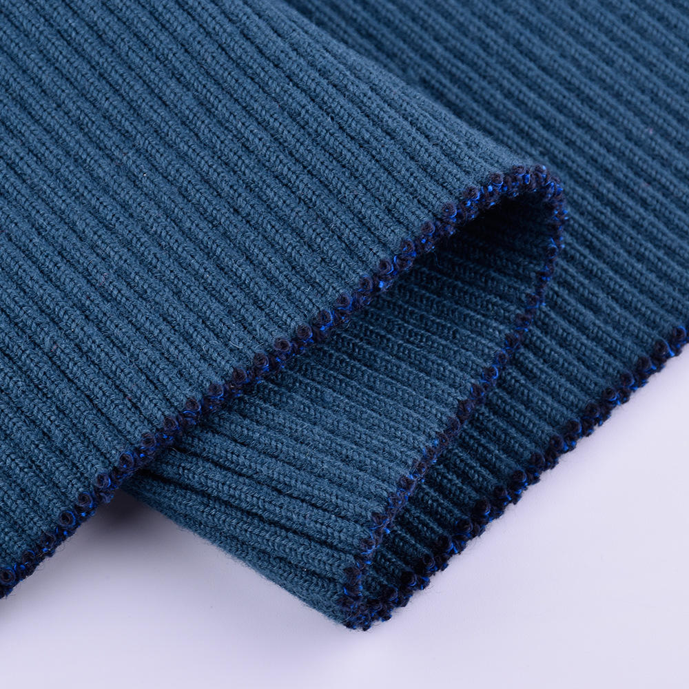 厂家供应羊毛混纺粗罗纹2x1罗纹袖口羊毛针织罗纹布厂家