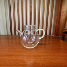 高硼硅耐热玻璃茶壶手捧壶创意单人小茶壶彩把带盖小圆壶