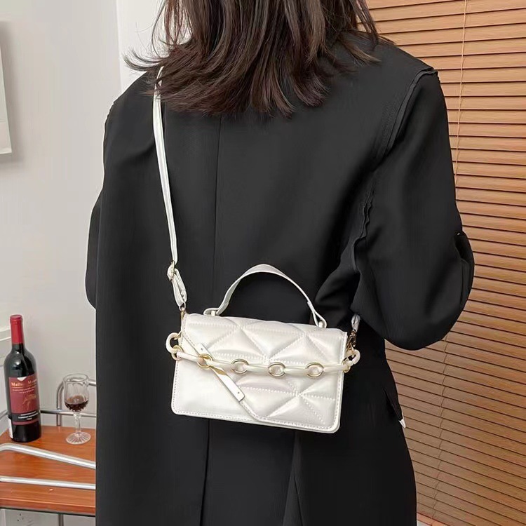 New 2023 Rhombus Pattern High Quality Bag Women's Trendy Small Square Bag Fashion Chain Bags Solid Color Shoulder Messenger Bag