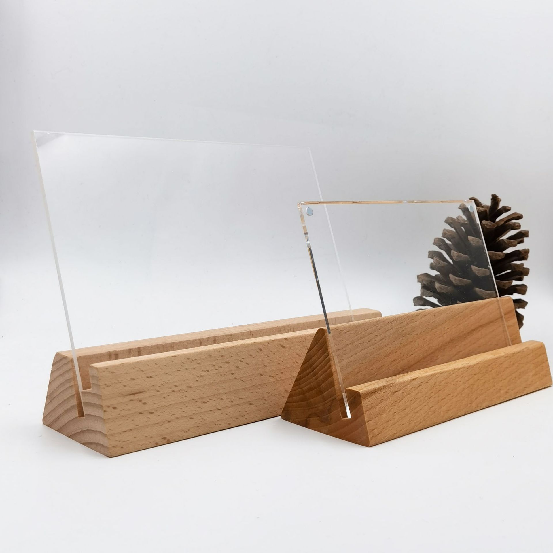 创意实木便签座木质明信片台历台签底座酒水牌广告牌展示木底座