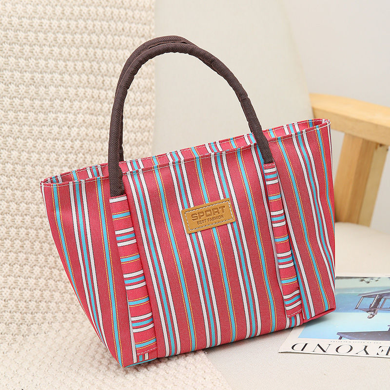 手提包女加厚帆布防水布包饭盒袋便当包女士手提袋妈咪包小布包包