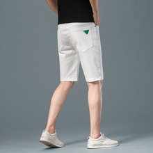2024夏季薄款新款纯白刺绣靓仔宽松直筒牛仔裤男五分裤 二色可选