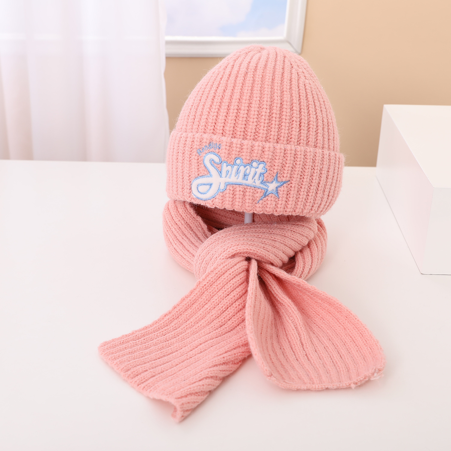 Children's Hat Scarf Set Autumn and Winter Woolen Cap Children's Knitted Warm Thickened Boys and Girls Two-Piece Hat