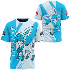 神奇宝贝系列宠物小精灵印花t恤3d数码卡通动漫夏季圆领上衣男