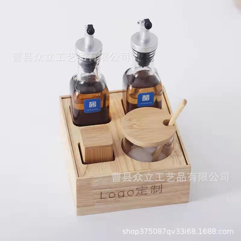 Factory Production Wooden Frame Sauce Bottle Creative Wood Pallet Seasoning Bottle Shelf Wooden Support Kitchen Storage Bamboo Frame