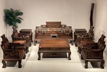 老挝红酸枝巴里黄檀清式弯背松鹤沙发宝座仿古典新中式红木家具