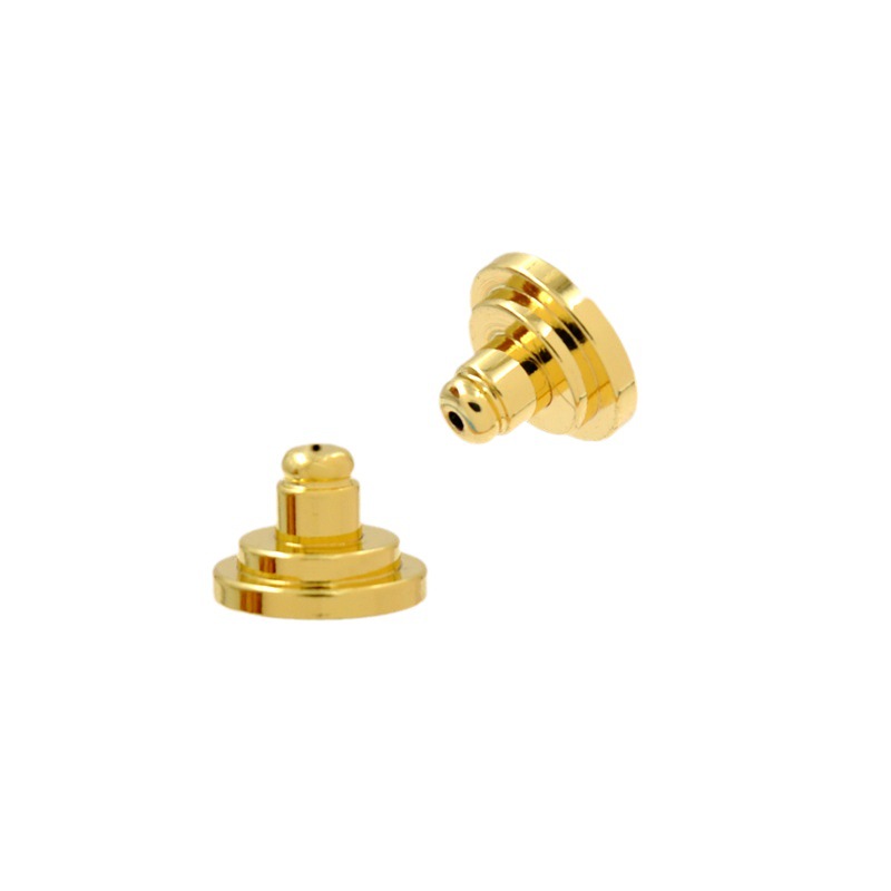 Brass 18K Gold Plating Texture Earplug European and American Style Large Frisbee Ear Studs Back Plug Prevent Earrings Drooping Earrings Back