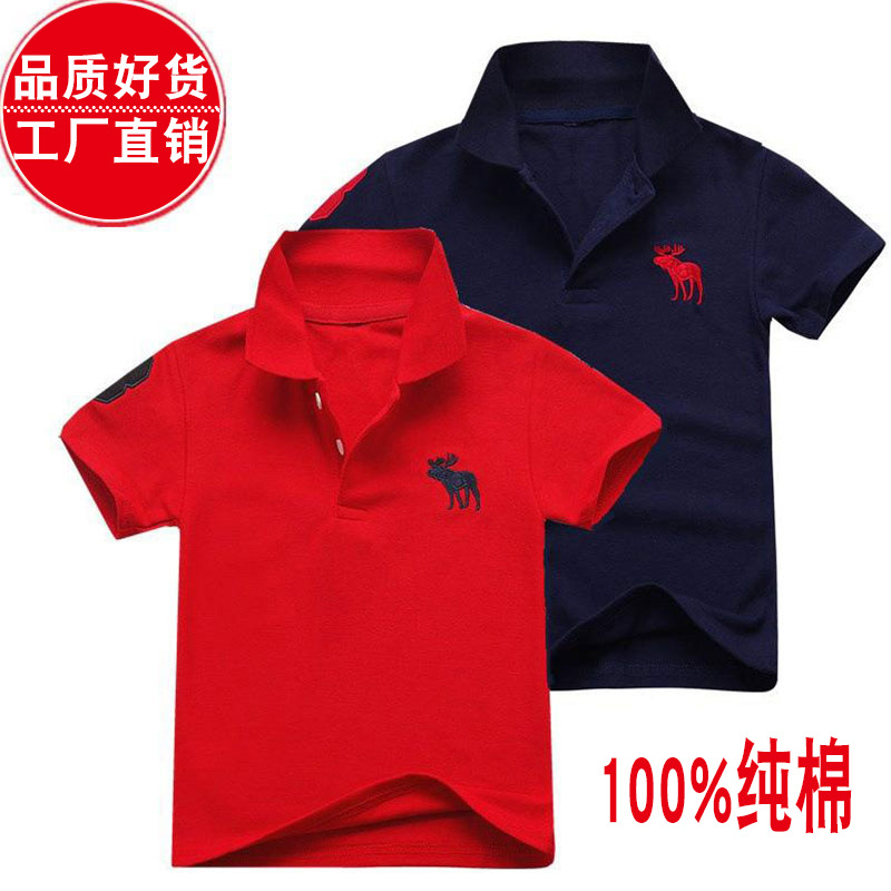 Boys and Girls Lapel T-shirt Summer Short-Sleeved Top Children Polo Shirt Half Sleeve T-shirt Superman Outer Wear Cool