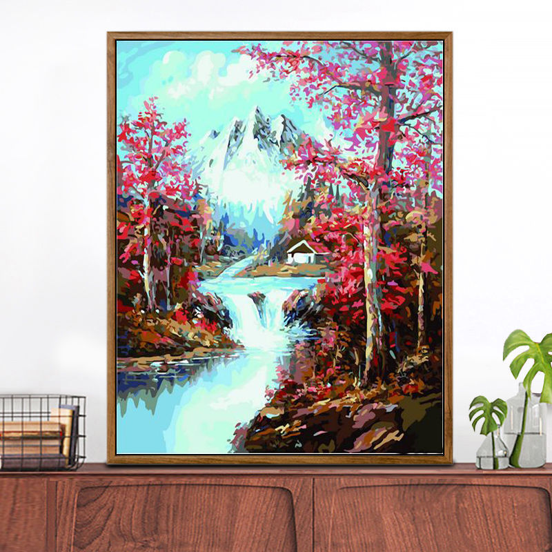 手绘油画莫奈亚嘉杜巡礼现代轻奢风景玄关餐厅挂画别墅画欧式名画