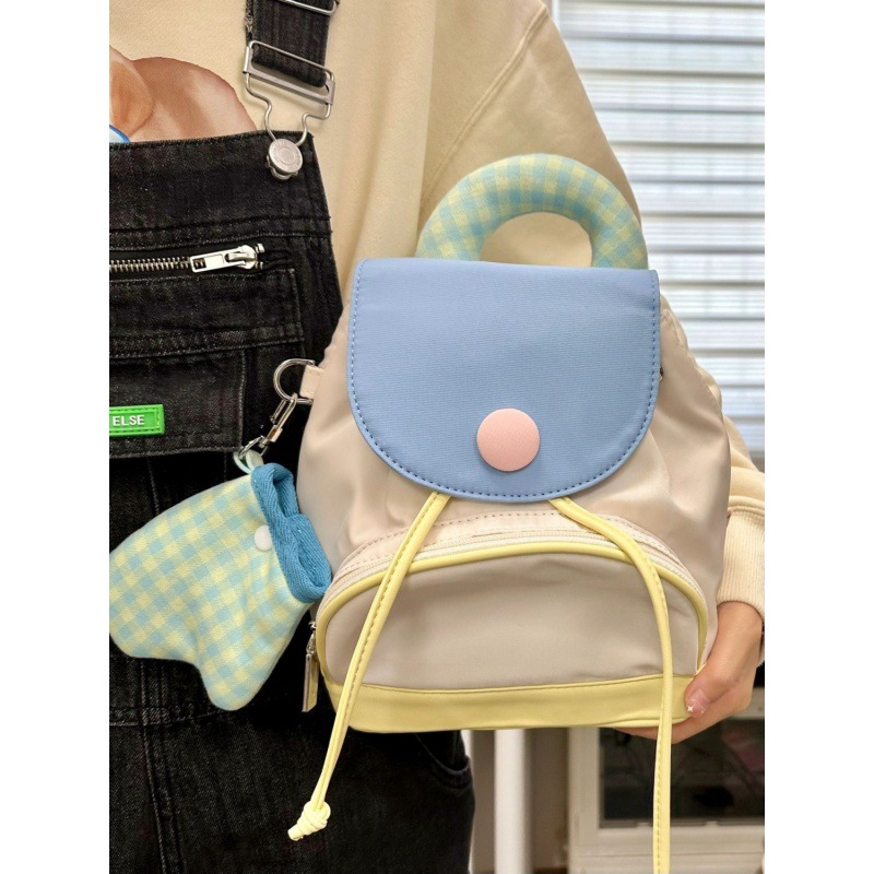 小书包迷你双肩背包夏日奶油纽扣小双肩包2023新款可爱小包包小女