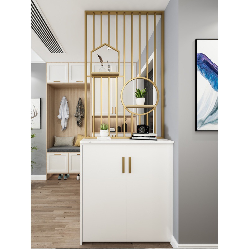 欧式时尚屏风入户门厅鞋柜屏风客厅落地花架洗手盆旁金属隔断屏风