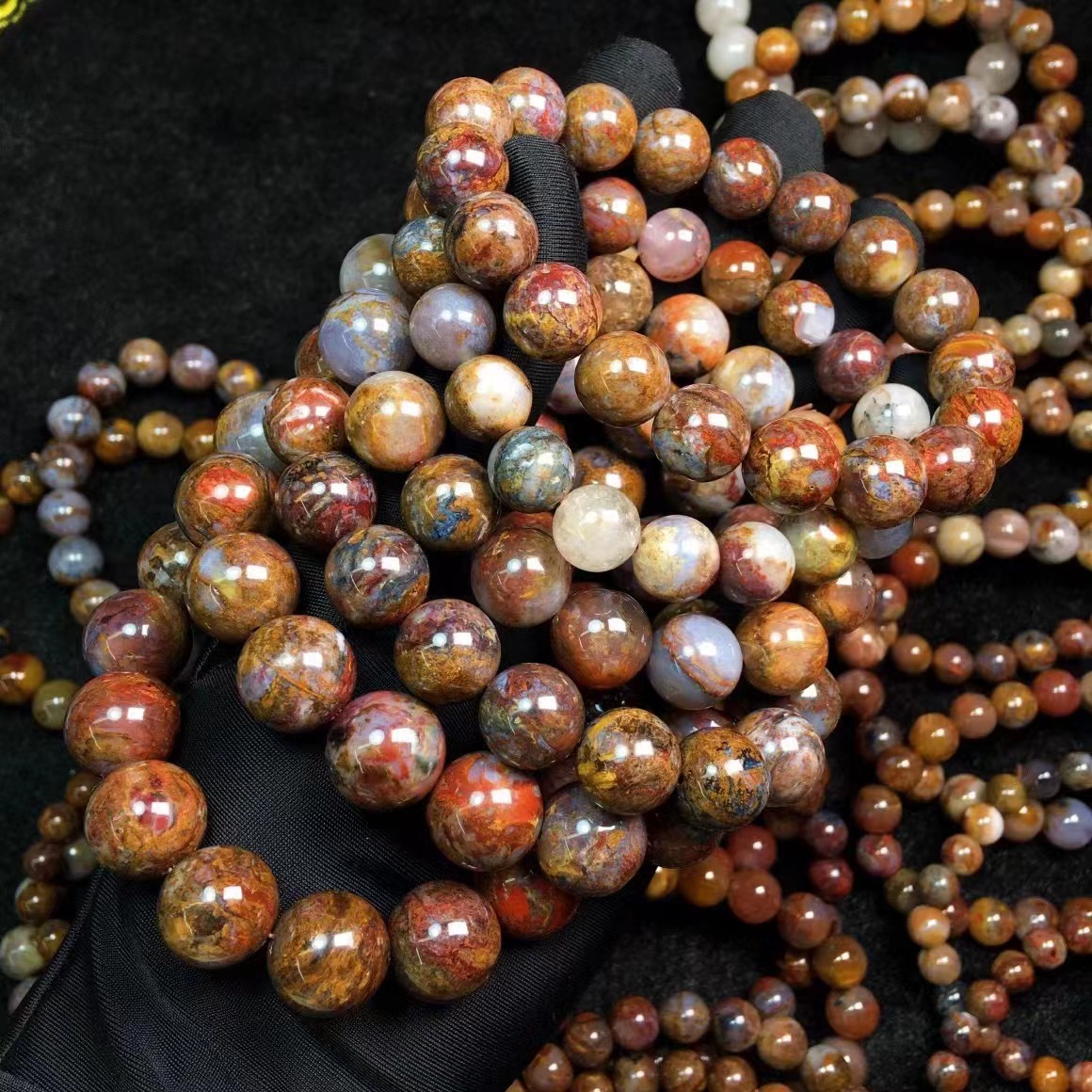 天然彼得石手串纹理妖娆有特点油画感强烈彼得石性价比单圈手串