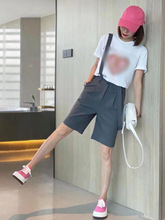 深圳2023新款南油女装欧货西装吊带背带五分短裤子女夏季薄款中裤