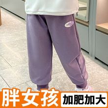 胖女童裤子加肥加大胖女孩运动裤秋冬装大码宽松长裤加绒女童卫裤