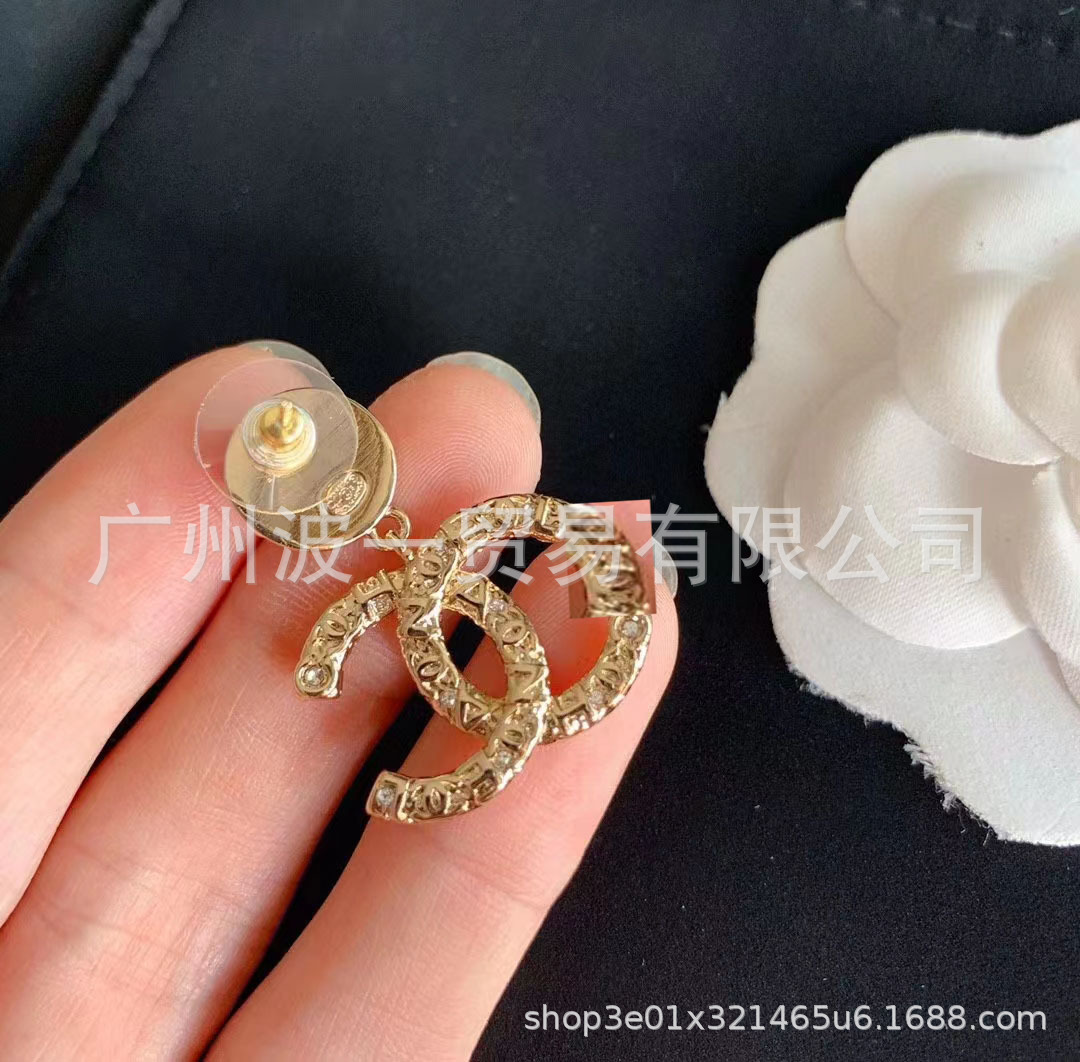 925 Silver Needle Classic Style Pairs of C Earrings Chanel-Style Xiaoxiang Earrings Simple Chanel-Style Xiangjia Earrings Earrings Earrings