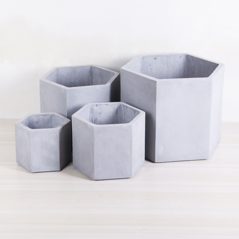 六边形水泥花盆办公居家室内装饰花盆创意庭院镁泥花盆