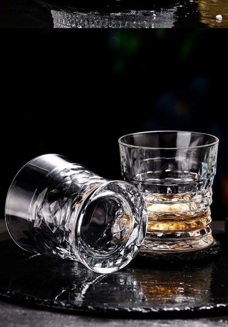 复古威士忌杯收腰古典杯水晶玻璃洋酒杯啤酒杯水杯xo杯冰球杯
