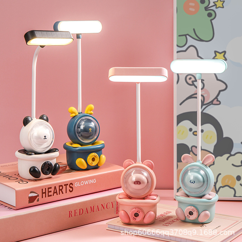 Creative Cartoon Bunny Led Eye Protection Pencil Sharpener Table Lamp USB Charging Cute Student Projection Desktop Reading Light