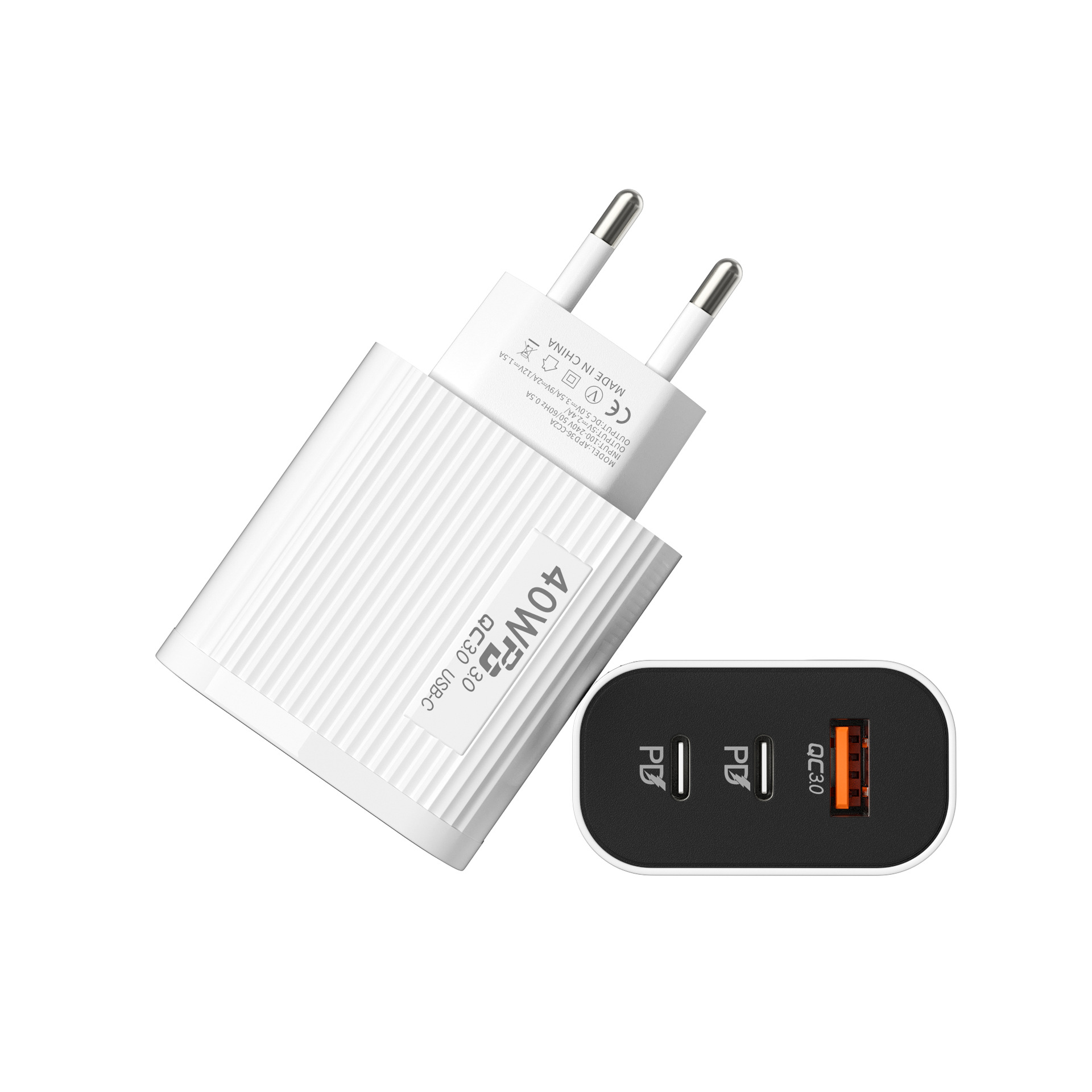 40w条纹2pd usb快充 type-c接口手机充电器旅行充充电头欧规美规