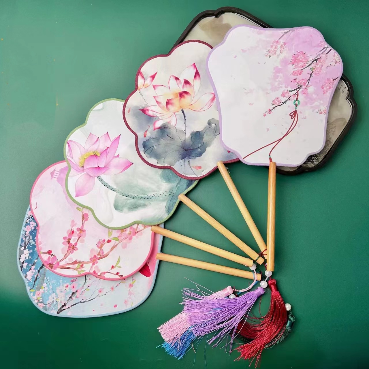 花瓣团扇*古典宫廷扇*汉服动漫配饰*中国风旗袍走秀*圆扇子