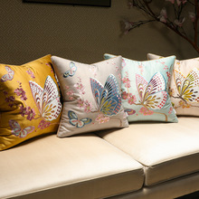 F7DE批发新中式沙发抱枕靠垫客厅古典刺绣花圈椅沙发靠背垫大号床