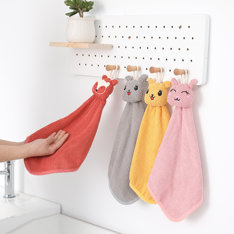 Wholesale Kitchen Pearl Series Absorbent Hand Towel Hanging Hand Towel Thickened Cute Bathroom Hand Towel