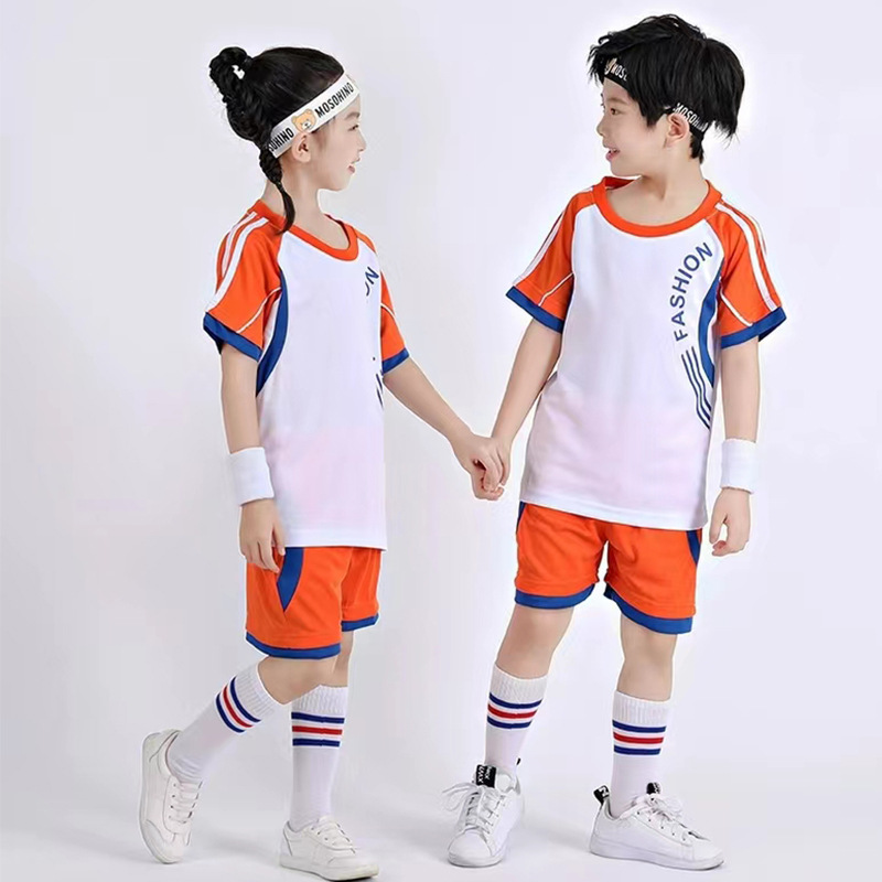 儿童足球服套装男女孩团购印号短袖表演服幼儿园中小学生球衣印制