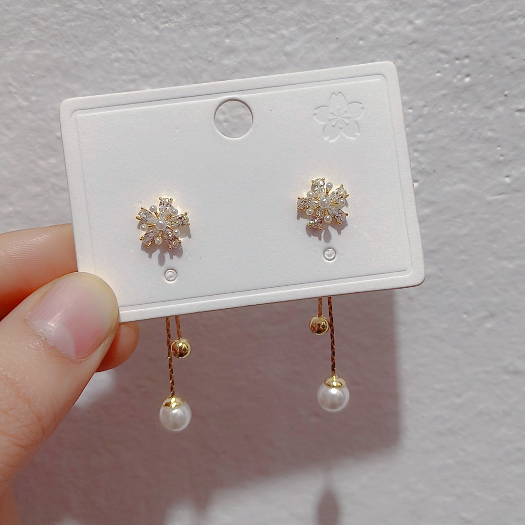 One Style for Dual-Wear ~ Small Snowflake Long Tassel Earrings Female Temperamental Fairy Gentle and All-Match High-Grade Light Luxury Earrings