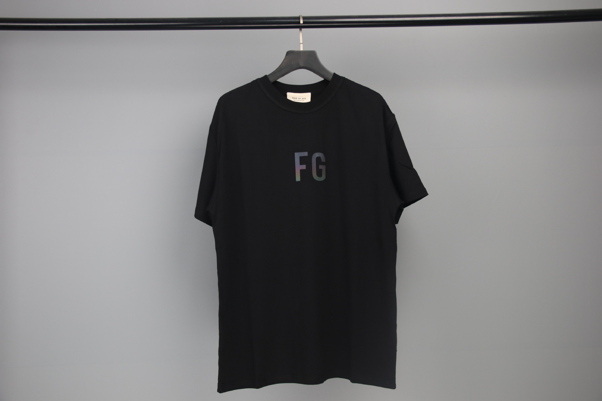 fear of god第六季fg富贵炫彩镭射3m反光字母印花高街fog短袖t恤