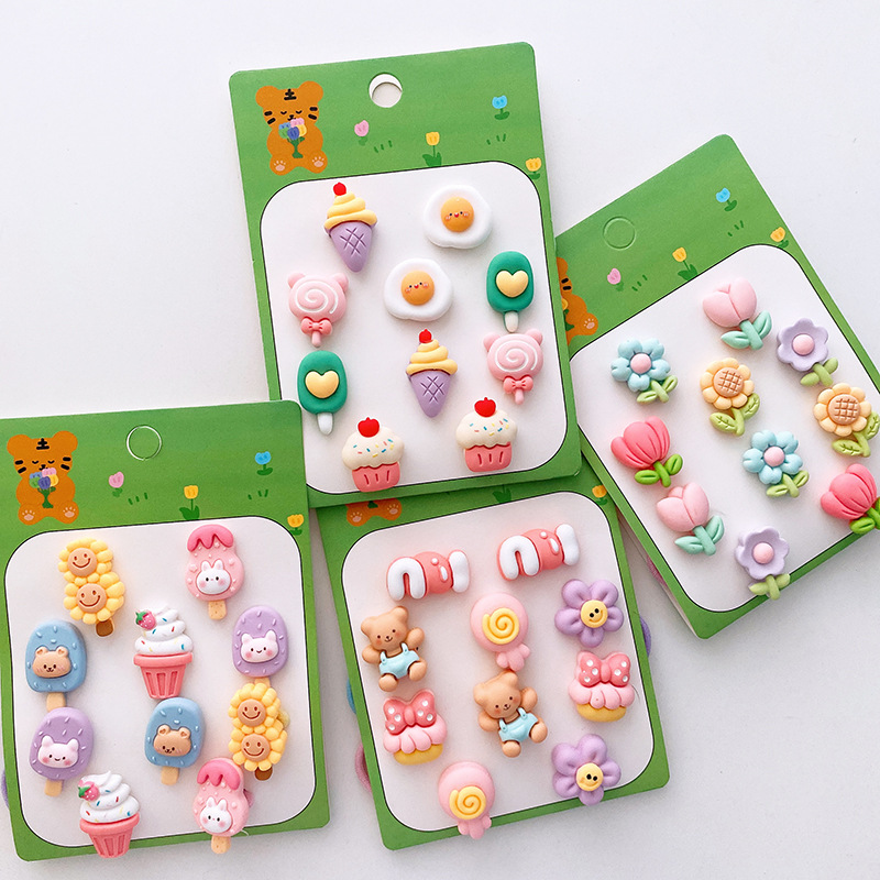 10 Korean Cute Baby Hair Tie High Elasticity Rubber Headband Head Rope Cartoon Ice Cream Small Hair Ring Children