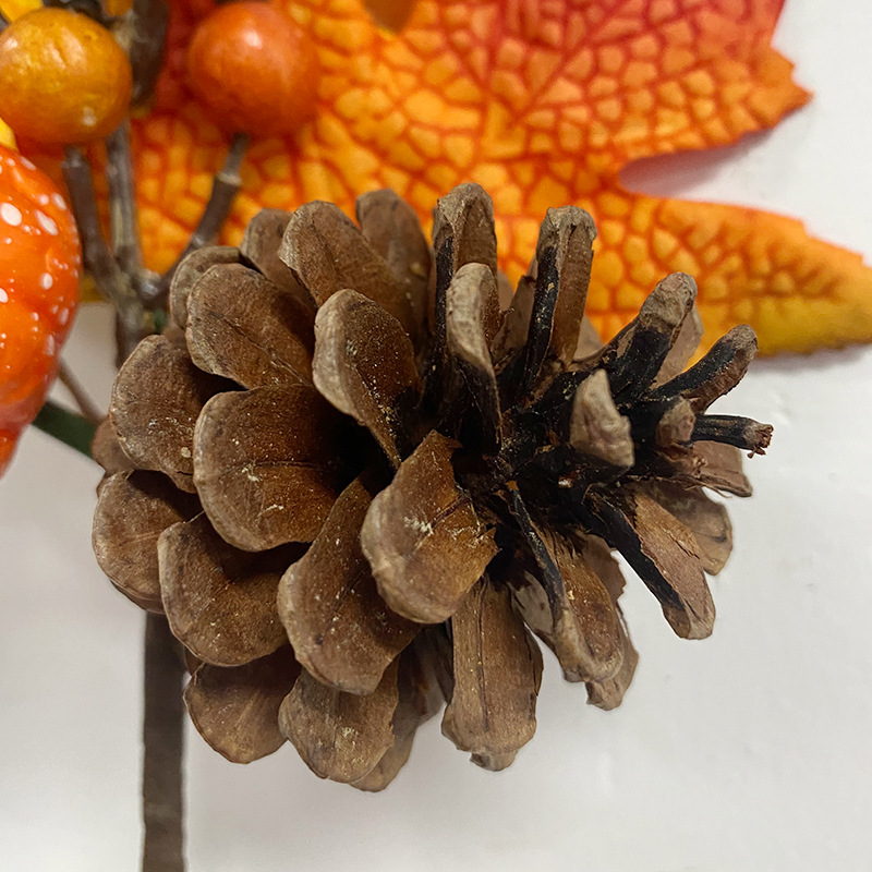 Simulation Maple Leaf Single Amazon Harvest Section Flocking Maple Leaf Pine Cone Berry Autumn Color Decorative Greenery Accessories