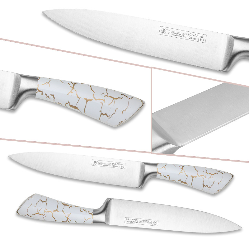 Jiameikang Foreign Trade Knife Set Cross-Border 8-Piece Knife Set Kitchen Stainless Steel Knife Set Hollow Handle Gift Knife Set