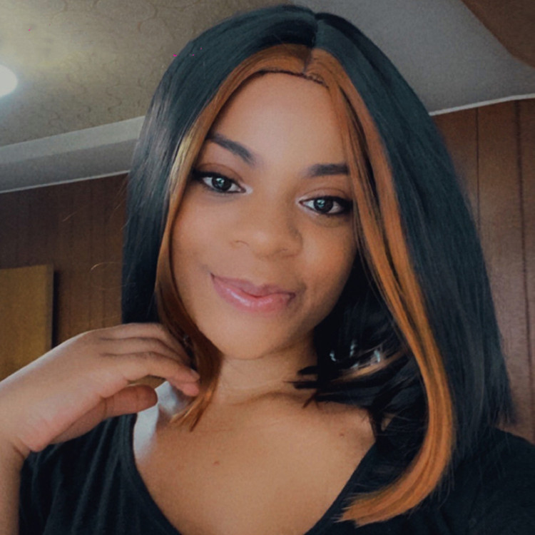 欧美外贸假发女渐变短直发内弯跨境热销 机制化纤假发头套高温丝