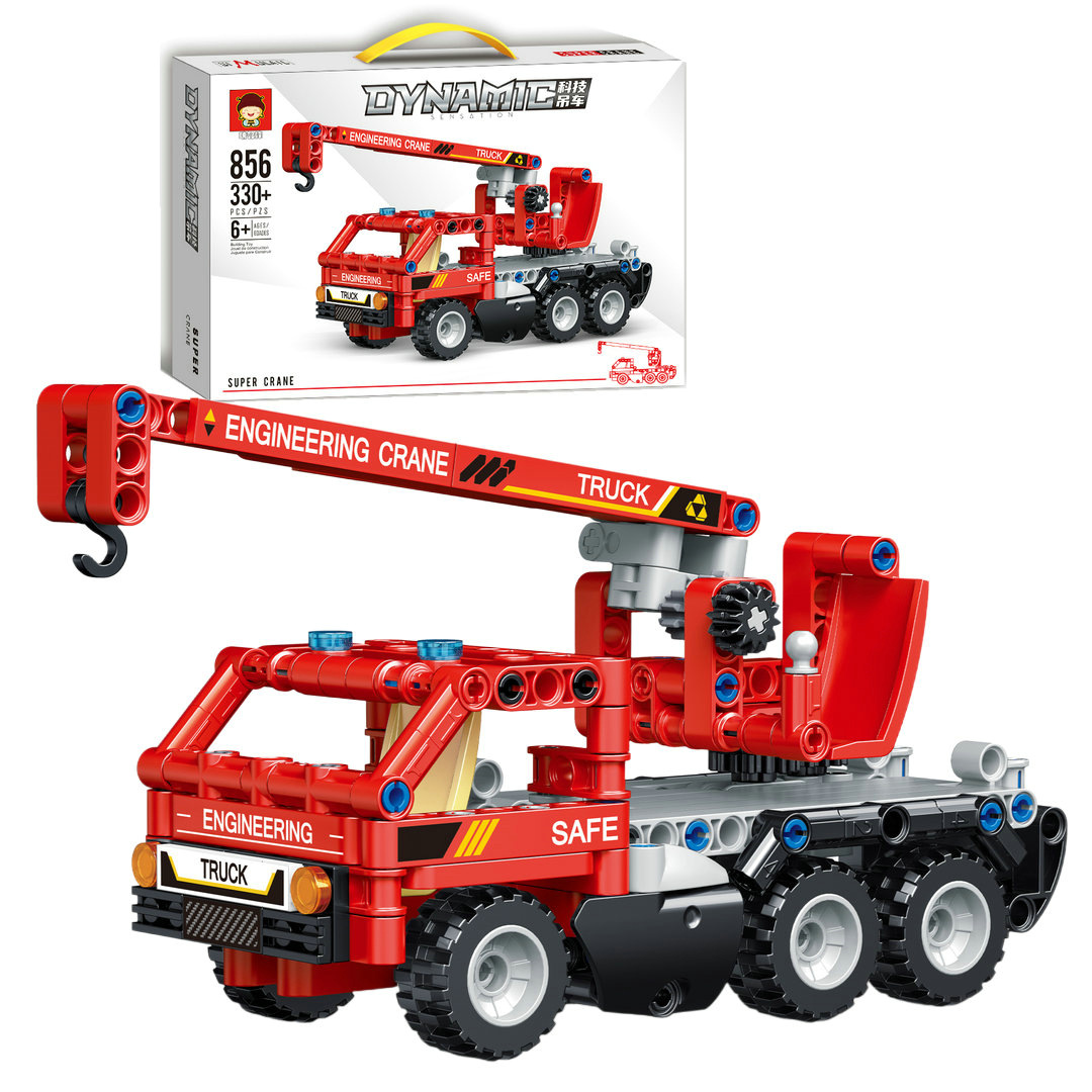 330粒科技吊车小颗粒拼装积木856幼儿园早幼教启蒙儿童玩具批发