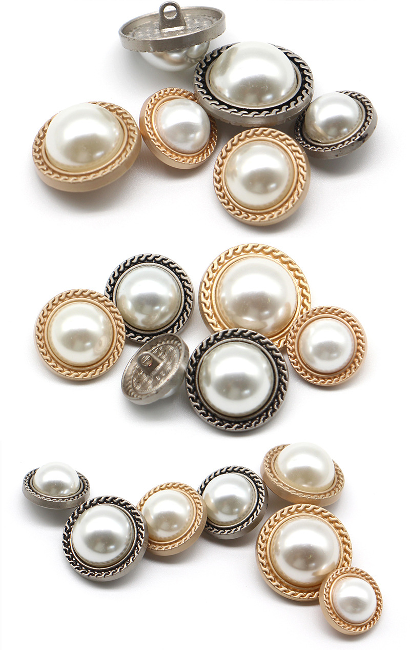 金属珍珠纽扣小香风有脚钮扣女外套针织开衫扣合金擦漆珍珠装饰扣