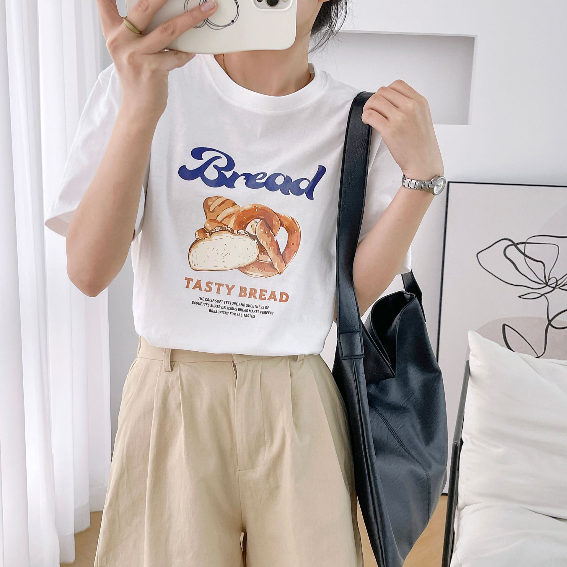 Fashion Brand Cotton Short-Sleeved T-shirt Women's Summer round Neck Half-Sleeved Loose White Shirt Foreign Trade Women's Clothing Printed T-shirt Clothes Women Clothes