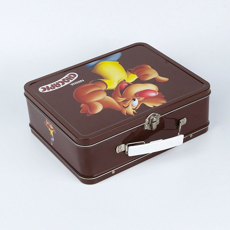 正方形通用包装铁盒 连体翻盖手提收纳铁盒 葡萄干糖果食品铁盒厂