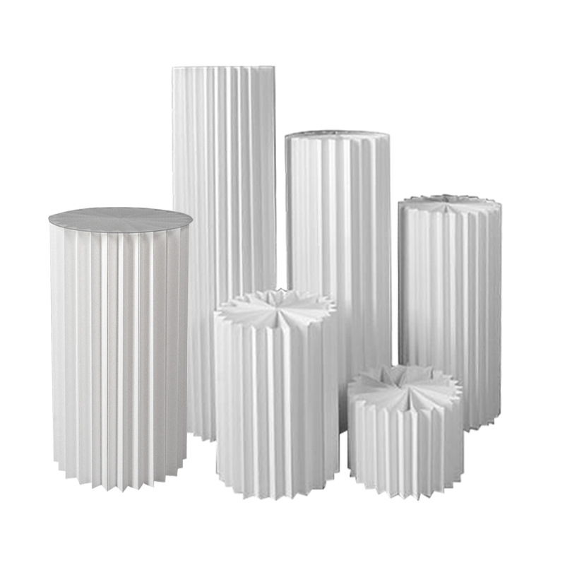 婚庆折纸圆柱甜品台折叠罗马柱圆桌摆件婚礼路引橱窗展台道具