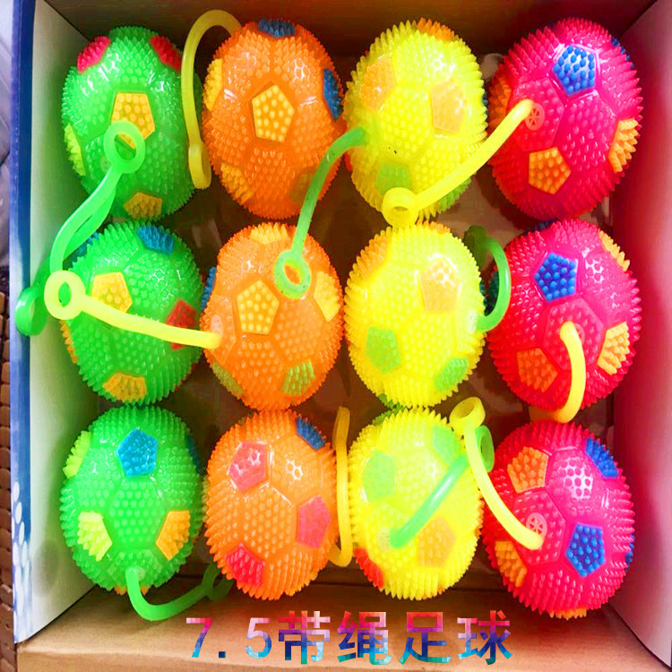 Children's Creative Glow Whistle Football Flash Sound Pinch Massage Ball Bb Called Barbed Ball Stall Toys Wholesale