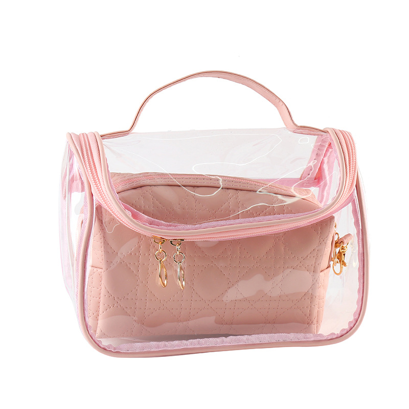 New Transparent Color Cosmetic Bag Simple Striped All-Matching Storage Bag Ladies Waterproof Practical Cosmetic Bag Wholesale