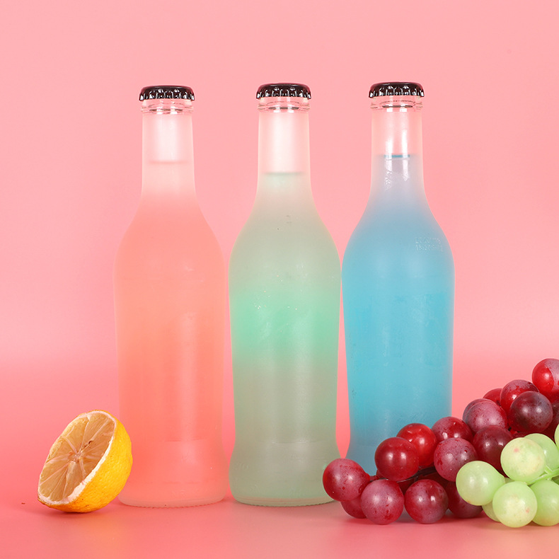 鸡尾酒空瓶子蒙砂玻璃果酒瓶批发分装玻璃果汁饮料瓶冰酒瓶现货