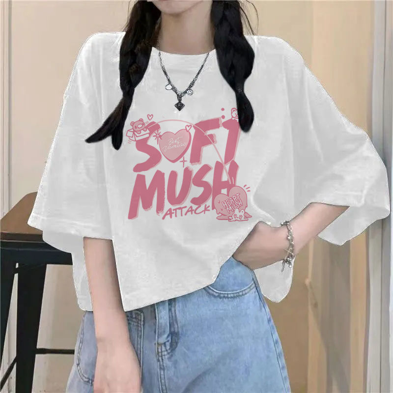 夏天新款短袖t恤女短款小众上衣ins风学生韩版宽松百搭半袖体恤衫