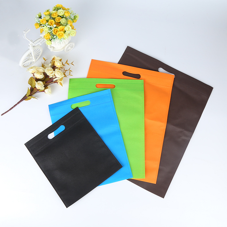 无纺布打孔袋平口袋丝印连际白色手提袋海鲜定制无底无侧无纺布袋