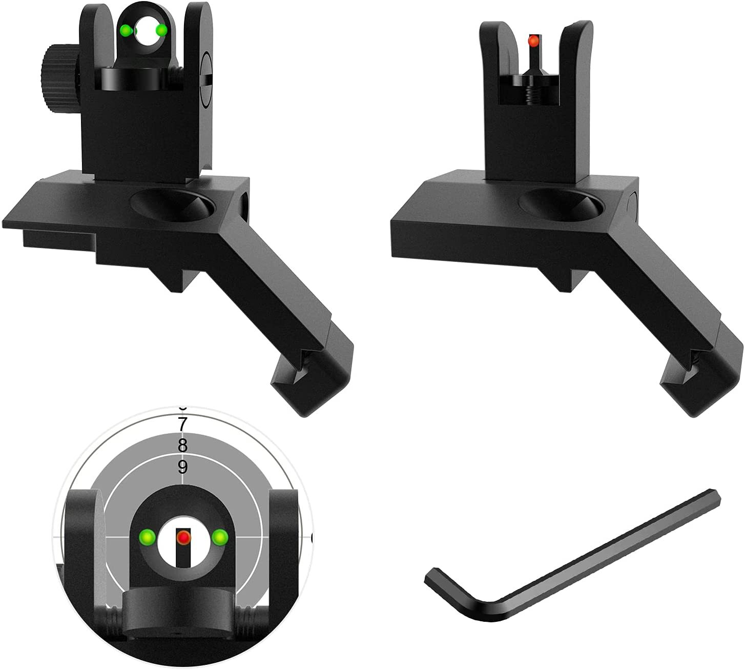 金属折叠机瞄45度倾斜角准星长脚准心 光纤瞄准器 iron sighs