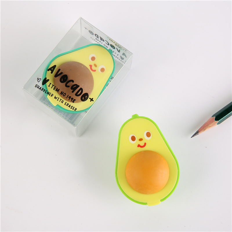 avocado creative modeling pencil sharpener wholesale children primary school students penknife pencil sharpener rubber student stationery