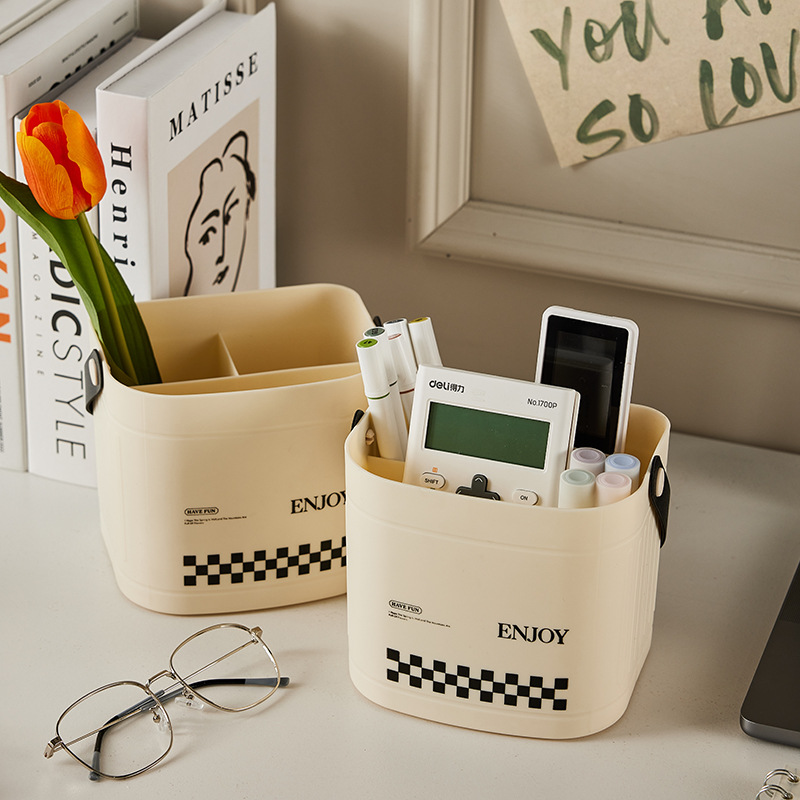 Portable Storage Box Office Pen Holder Simple Stationery Storage Bucket Makeup Brush Storage Desktop Organizing Bucket