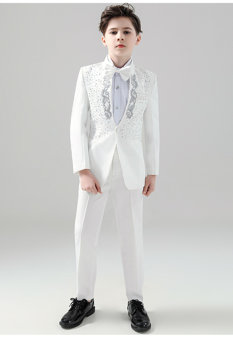 花童男童小西装套装儿童模特走秀钢琴演出服主持人礼服帅气英伦风