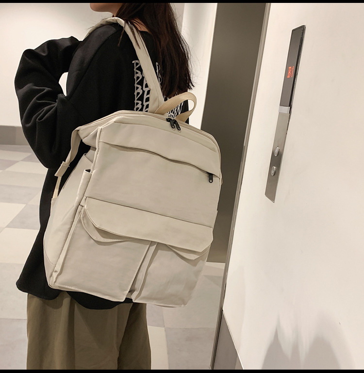 日系书包女大学生复古港风森系学院风双肩背包男大容量情侣双肩包