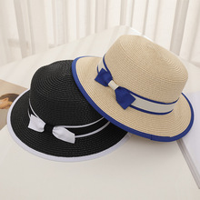 帽子女夏天白色平檐小礼帽海边遮阳帽度假草帽英伦韩版防晒沙滩帽