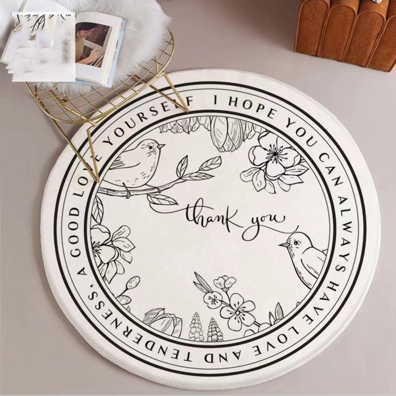 Flower Creative round Cashmere Carpet Nordic Instagram Style Living Room Bedroom Tea Table Cloth Household Bedside round Mat